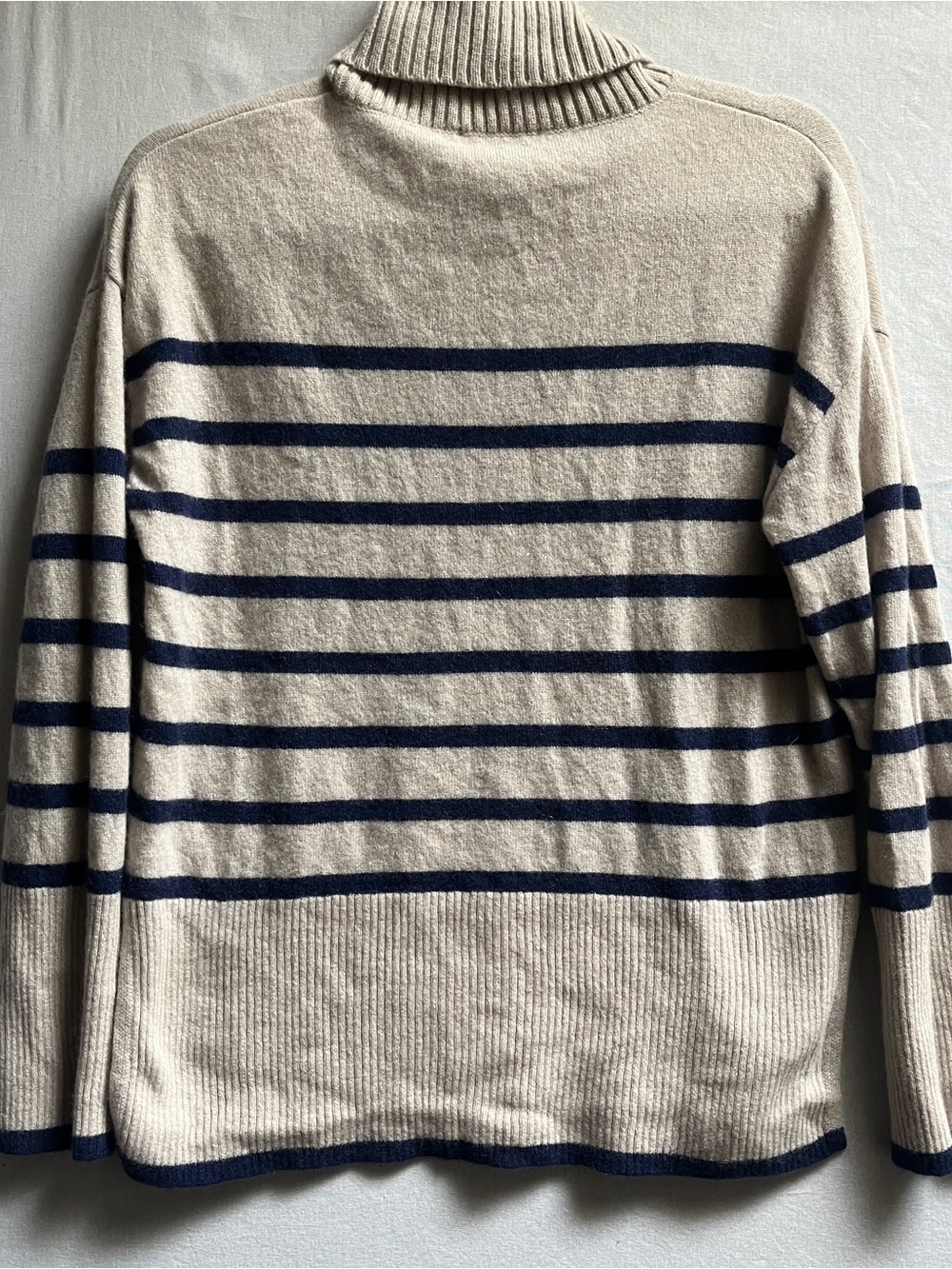 Saks Fifth Avenue 100% Cashmere Striped Turtleneck Sweater M
